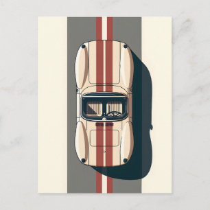 Minimalistische Retro Raceauto Streep Feestdagenkaart