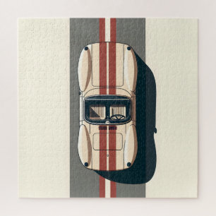 Minimalistische Retro Raceauto Streep Legpuzzel