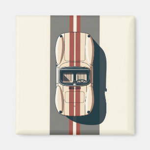 Minimalistische Retro-Raceauto-Streep Magneet
