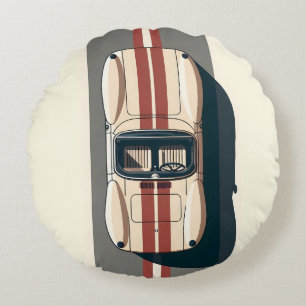 Minimalistische Retro Raceauto Streep Rond Kussen