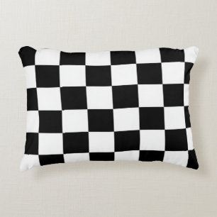 Minimalistische Retro Schachbrett – Monochrome Str Accent Kussen