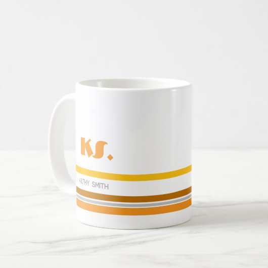 Minimalistische Retro Stripes Monogram Mok (Voorkant links)