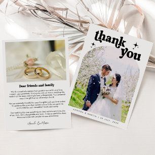 Minimalistische Retro Trouwfoto Dankkaart Bedankkaart