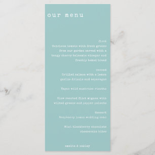 Minimalistische Retro Typemachine Aqua Huwelijk  Menu