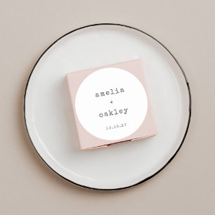 Minimalistische retro typemachine wit aangepaste b ronde sticker