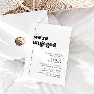 Minimalistische retro We're Engagement Party Kaart
