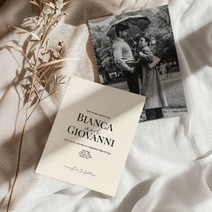 Minimalistische Retro Zwarte Typografie Wedding Kaart