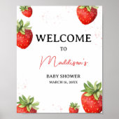 Minimalistische rode aardbei welkom poster (Voorkant)