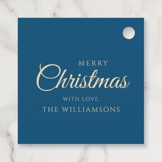 Minimalistische rode & blauwe retro groovy kerstbo bedankjes labels (Achterkant)