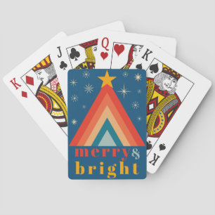 Minimalistische Rode & Blauwe Retro Groovy Kerstmi Pokerkaarten