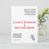 Minimalistische rode bloemige bruiloft uitnodiging (Staand voorkant)