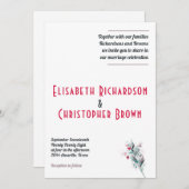 Minimalistische rode bloemige bruiloft uitnodiging (Voorkant / Achterkant)