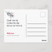 Minimalistische rode en witte bloemenkaart bedankj briefkaart (Achterkant)