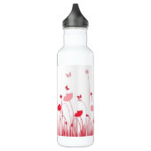 Minimalistische rode en witte klaprozen weide bloe waterfles (Links)