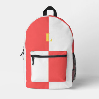 Minimalistische rode en witte rugzak met eigen naa