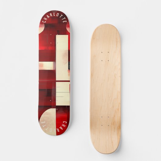 Minimalistische rode geometrische abstracte patron skateboard (Voorkant)