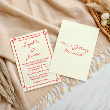 Minimalistische rode handgeschreven script trouwka