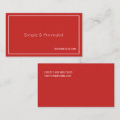 Minimalistische rode kleur visitekaartje (Voorkant / Achterkant)