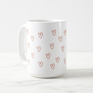 Minimalistische rode krabbelhartjes overal print koffiemok