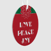 Minimalistische Rode Poinsettia met liefde, vrede, Ornament (voorkant)