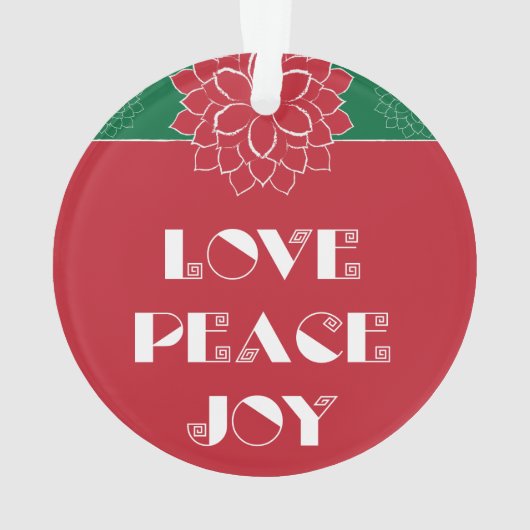 Minimalistische Rode Poinsettia met liefde, vrede, Ornament (achterkant)