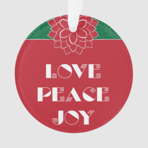 Minimalistische Rode Poinsettia met liefde, vrede, Ornament