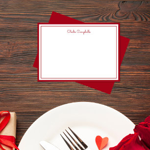 Minimalistische rode roos, 2 Borders, handtekening Notitiekaartje