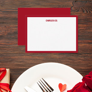 Minimalistische rode roos, enkele rand, personalis notitiekaartje