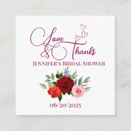 Minimalistische rode roos liefde en bedankt bruids informatiekaartje