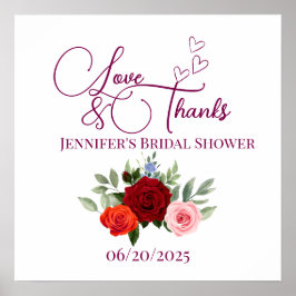 Minimalistische rode roos liefde en bedankt bruids poster