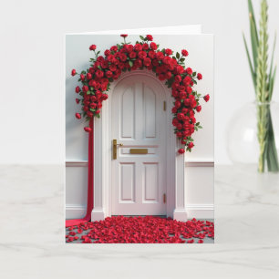 Minimalistische Rode Rozen Deurkaart Kaart