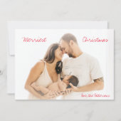 Minimalistische rode script foto moderne kerst feestdagenkaart (Voorkant)