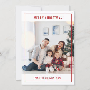 Minimalistische rode stijlvolle familiefoto Kerstm Feestdagenkaart