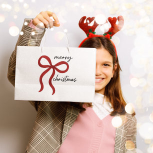 Minimalistische Rode Strik Kerstmis Groot Cadeauzakje