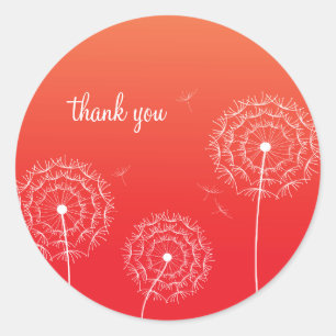 Minimalistische Rode Witte Paardenbloem Bloem Beda Ronde Sticker