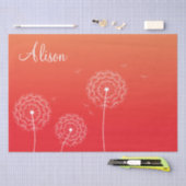 Minimalistische Rode Witte Paardenbloem Naam Schat Tissuepapier (Craft)