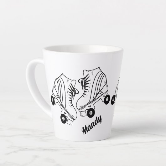 Minimalistische rollertekening Aangepaste naam Latte Mok (Linkerhoek)