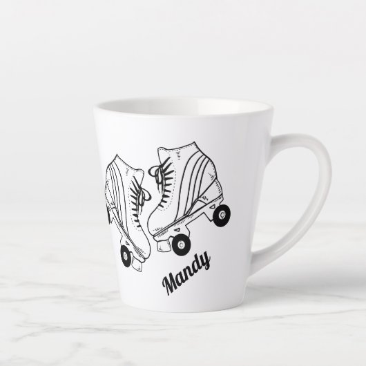 Minimalistische rollertekening Aangepaste naam Latte Mok (Rechts)