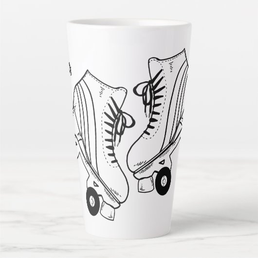 Minimalistische rollertekening Aangepaste naam Latte Mok (Voorkant)