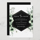 Minimalistische romantische Boho Sage Green bruilo Save The Date (Voorkant / Achterkant)