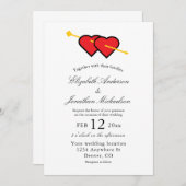 Minimalistische Romantische hartenbruiloft Kaart (Voorkant / Achterkant)