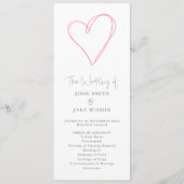 Minimalistische Romantische Roze Hart huwelijkscer Programma (Voorkant)