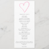 Minimalistische Romantische Roze Hart huwelijkscer Programma (Achterkant)