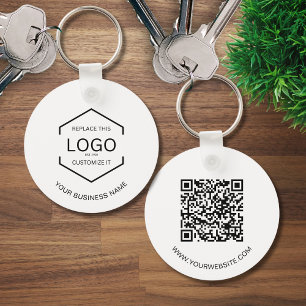 Minimalistische Ronde QR Code Bedrijf Business Log Sleutelhanger