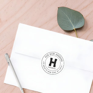 Minimalistische Ronde Verhuis Aankondiging Titel Sticker