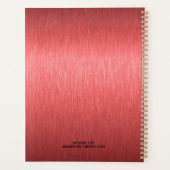 Minimalistische rood zwart metallic textuur print planner (Achterkant)