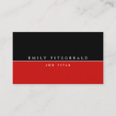 Minimalistische rood-zwart-wit typografie visitekaartje (Voorkant)