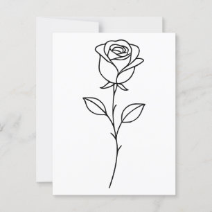 Minimalistische Roos Botanische Lijnkunst Briefkaart