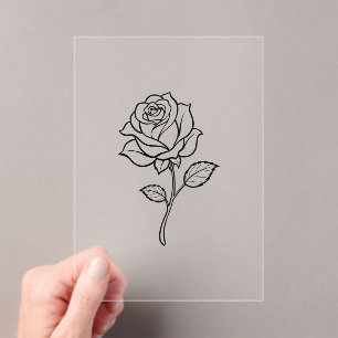 Minimalistische Roos Lijnkunst Elegante Eénkleurig Acryl Uitnodigingen