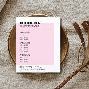 Minimalistische Roos Nep Gouden Lijn Kapsalon Menu